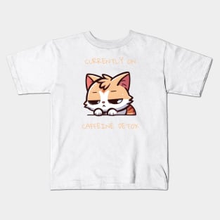 Caffeine Detox Tired Cat Kids T-Shirt